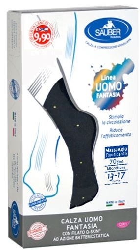 SAUBER CALZA UOMO FANTASIA Q-SKIN 70 DEN BLU POIS GIALLI TAGLIA P PROMO - La farmacia digitale