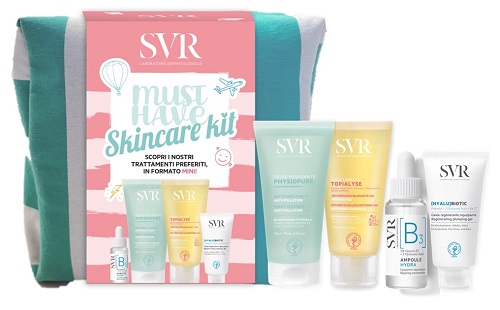 SVR MUST HAVE SKINCARE KIT COMPOSTO DA TOPIALYSE HUILE LAVANTE 55 ML + PHYSIOPURE GELEE' MOUSSANTE 55 ML + B3 AMPOULE HYDRA 10 ML + HYALU BIOTIC 15 ML
